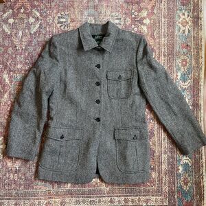 Women’s size 12 Lauren Ralph Lauren 100% Wool tweed herringbone jacket